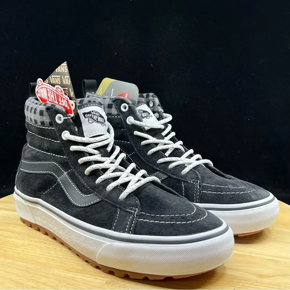 Vans Sneakers Mens 7 Gray Sk8-Hi MTE-1 Plaid Ultra Cush Water Repellent Suede